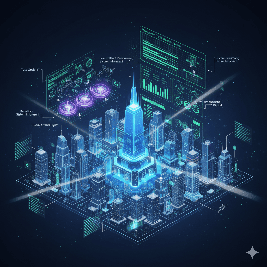 Sistem Informasi Manajemen, Pemodelan Sistem Informasi, Perancangan Sistem Informasi, Manajemen Proyek Sistem Informasi, Sistem Penunjang Keputusan, penelitian sistem informasi, Tata Kelola IT, Audit Sistem Informasi, Transformasi Digital