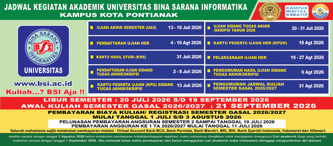 Web Jadwal BSI wil pontianak Juni 2026